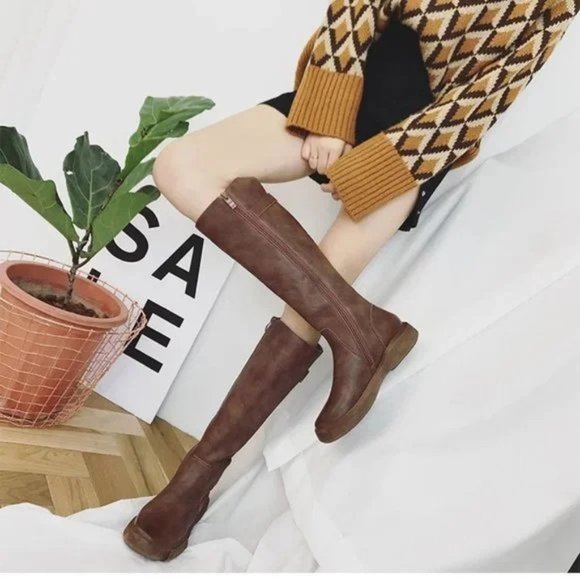 Rider Boots Ladies Belt Buckle Soft Sole Non-Slip Tall Boots Side Zipper Boots - Picture 3 of 5